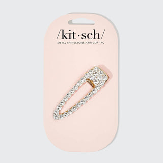 Metal Rhinestone Large Open Shape Hair Clip 1pc - Gold