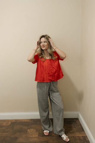 Caelis Pants, Charcoal Gingham - The Red Thread Boutique