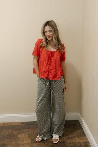 Caelis Pants, Charcoal Gingham - The Red Thread Boutique
