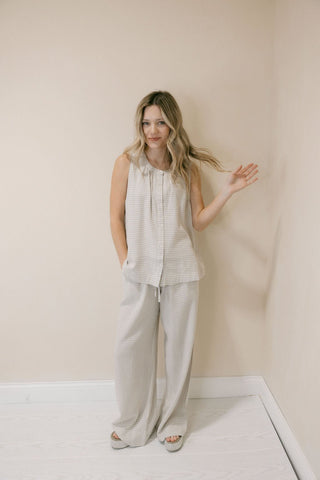 Caelis Tank, Sand Gingham - The Red Thread Boutique