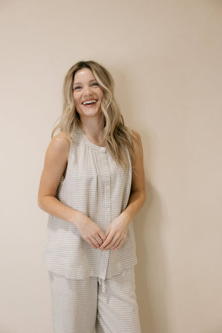 Caelis Tank, Sand Gingham - The Red Thread Boutique