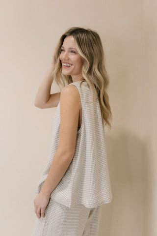 Caelis Tank, Sand Gingham - The Red Thread Boutique