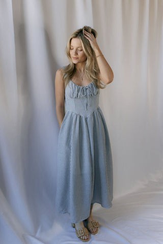 Capri Stripe Dress, Navy - The Red Thread Boutique