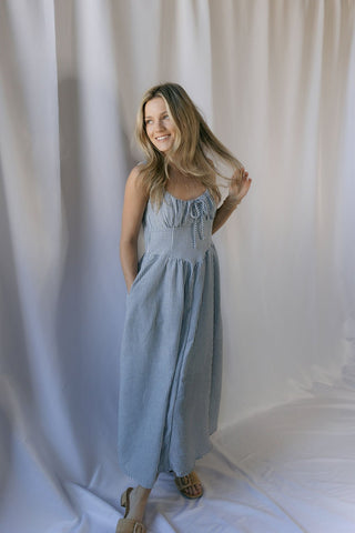 Capri Stripe Dress, Navy - The Red Thread Boutique