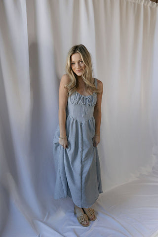 Capri Stripe Dress, Navy - The Red Thread Boutique
