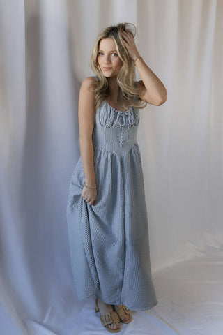 Capri Stripe Dress, Navy - The Red Thread Boutique