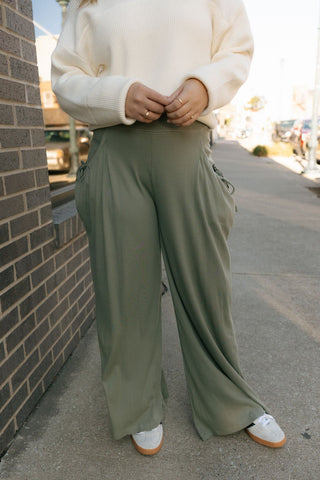 Celina Wide Leg Pants, Olive *final sale* - The Red Thread Boutique