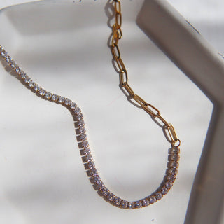 Celine Necklace | CZ Paperclip Necklace - The Red Thread Boutique