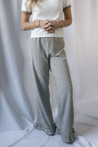 Check Mate Ruffle Pants, Brown - The Red Thread Boutique