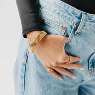Chunky Statement Bangle Bracelet - Silver - The Red Thread Boutique