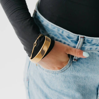 Chunky Statement Bangle Bracelet - Silver - The Red Thread Boutique