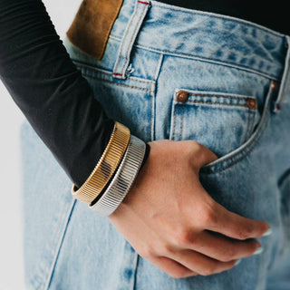 Chunky Statement Bangle Bracelet - Silver - The Red Thread Boutique