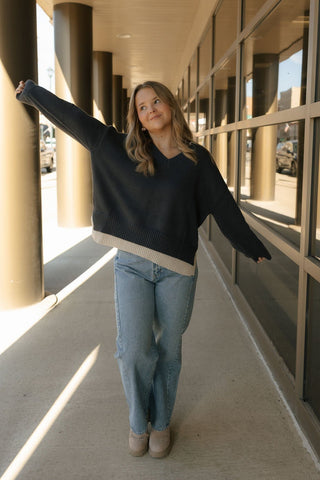 Color Combo Sweater, Navy *final sale* - The Red Thread Boutique