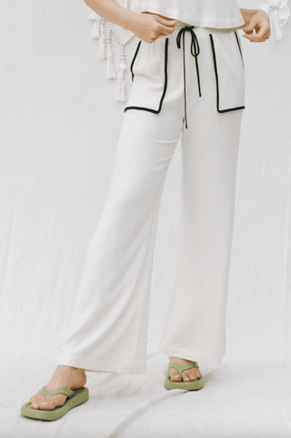 Contrast Linen Pants - The Red Thread Boutique