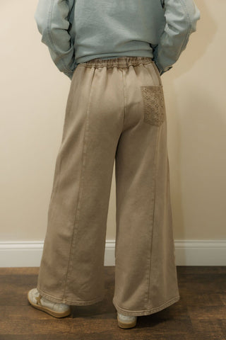 Cora Lace Pocket Knit Pants, Mocha - The Red Thread Boutique