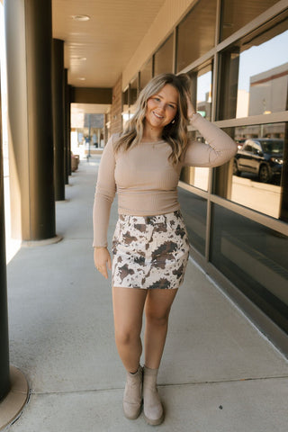Cow Print Skirt *final sale - The Red Thread Boutique