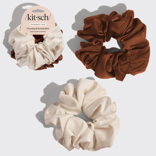 Cream & Camel Oversized Scrunchies - The Red Thread Boutique