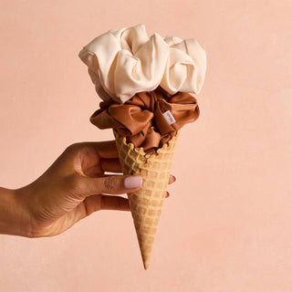 Cream & Camel Oversized Scrunchies - The Red Thread Boutique