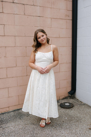 Cream Floral Lace Midi Dress *final sale* - The Red Thread Boutique