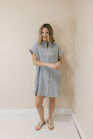 Crescent Dress, Blue Stripe - The Red Thread Boutique