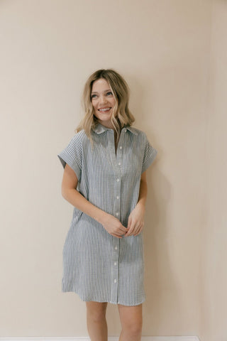 Crescent Dress, Blue Stripe - The Red Thread Boutique