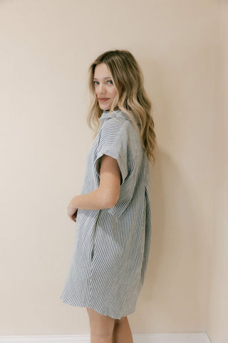 Crescent Dress, Blue Stripe - The Red Thread Boutique