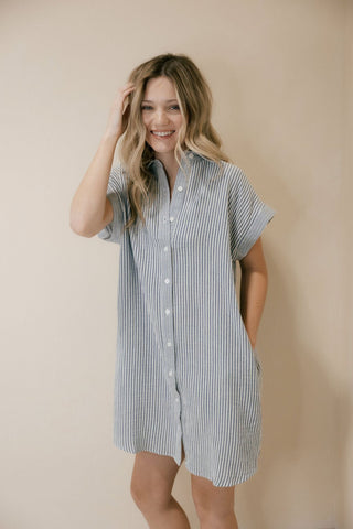 Crescent Dress, Blue Stripe - The Red Thread Boutique