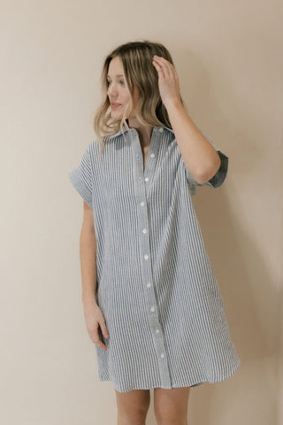 Crescent Dress, Blue Stripe - The Red Thread Boutique