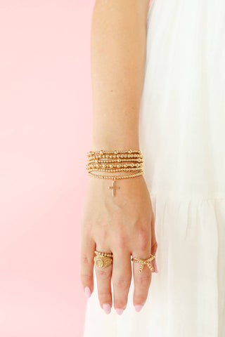 Cross Gold Charm Bracelet: Standard 6.75 inch - The Red Thread Boutique