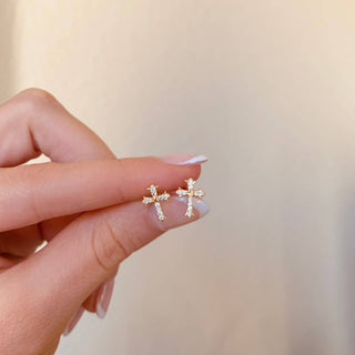 Cross Stud Earrings - The Red Thread Boutique