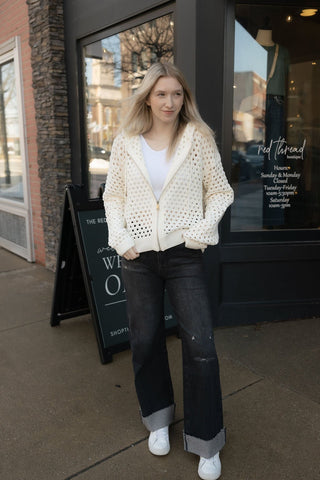 Cuffed Denim, Gray - The Red Thread Boutique