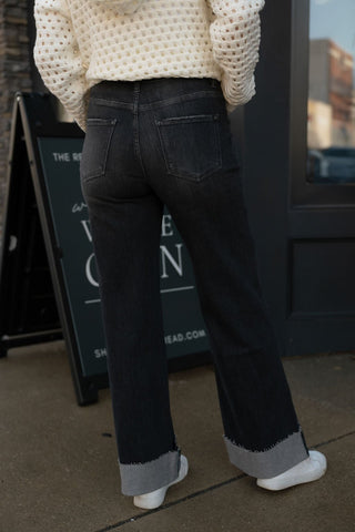 Cuffed Denim, Gray - The Red Thread Boutique