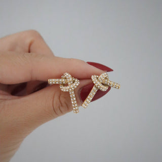 CZ Pave Knotted Earrings - The Red Thread Boutique