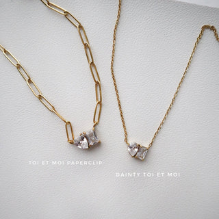 Dainty Toi et Moi Necklace | Pendant Necklace - The Red Thread Boutique