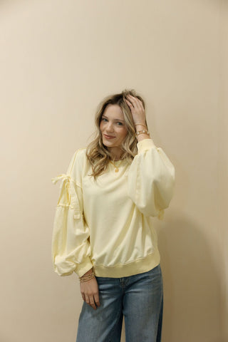 Daisy Lace Bow Sweatshirt, Butter - The Red Thread Boutique
