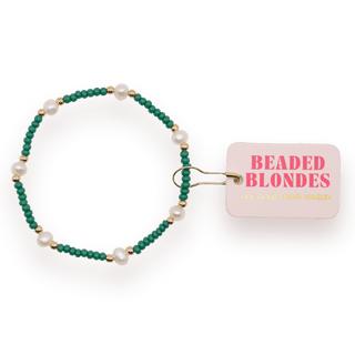 Dark Green Pearl Bracelet: Standard 6.75 inch - The Red Thread Boutique