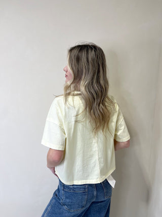 Delia Henley Crop Tee, Yellow - The Red Thread Boutique
