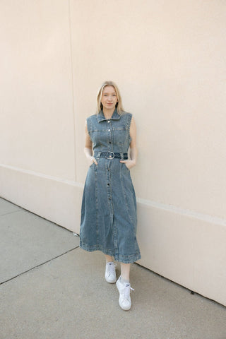 Denim Midi Dress - The Red Thread Boutique