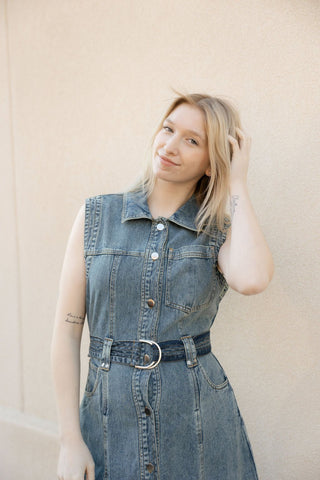 Denim Midi Dress - The Red Thread Boutique