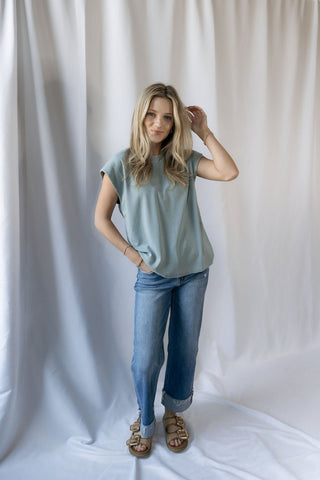 Denver High Rise Raw Cuffed Slim Wide Jeans - The Red Thread Boutique