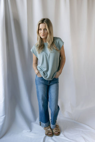Denver High Rise Raw Cuffed Slim Wide Jeans - The Red Thread Boutique