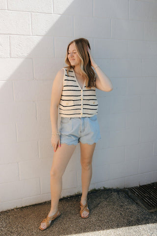 Devanne Striped Vest, Navy/Cream *final sale - The Red Thread Boutique