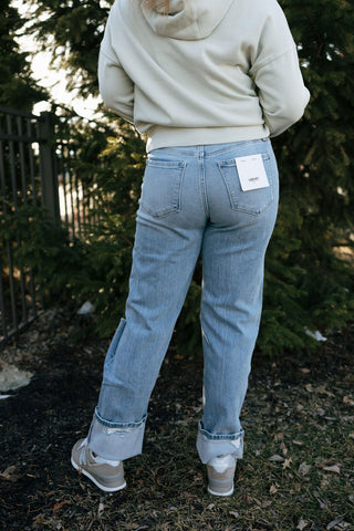 Distressed Slim Wide Denim by Vervet - The Red Thread Boutique