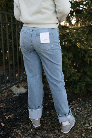 Distressed Slim Wide Denim by Vervet - The Red Thread Boutique