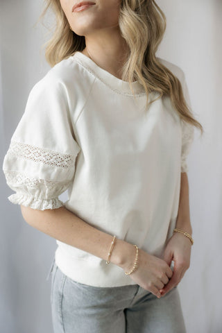 Dolly Lace Sweatshirt, White - The Red Thread Boutique