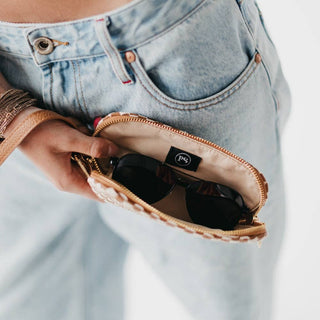 Dylan Woven Sunglass Case Wristlet: Brown - The Red Thread Boutique
