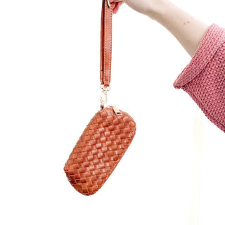 Dylan Woven Sunglass Case Wristlet: Brown - The Red Thread Boutique