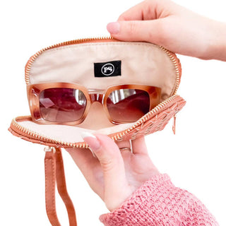 Dylan Woven Sunglass Case Wristlet: Cream - The Red Thread Boutique