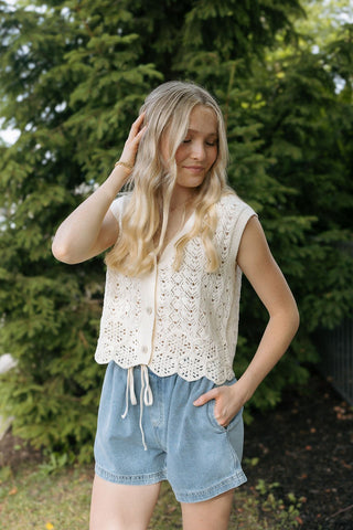 Ellery Crochet Vest, Cream *final sale* - The Red Thread Boutique