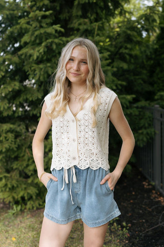 Ellery Crochet Vest, Cream *final sale* - The Red Thread Boutique